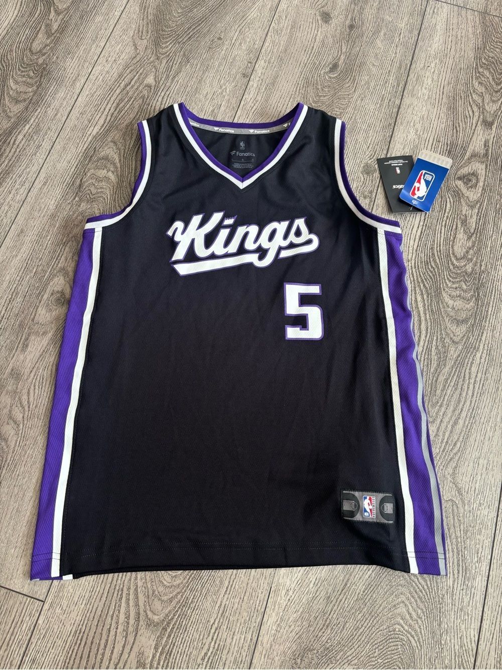 Fanatics Sacramento Kings Black and Purple #5 Jersey Kids